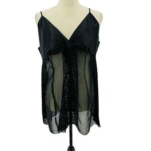 Lane Bryant Cacique Black Satin Velvet Sheer Babydoll Negligee Plus Size 18/20